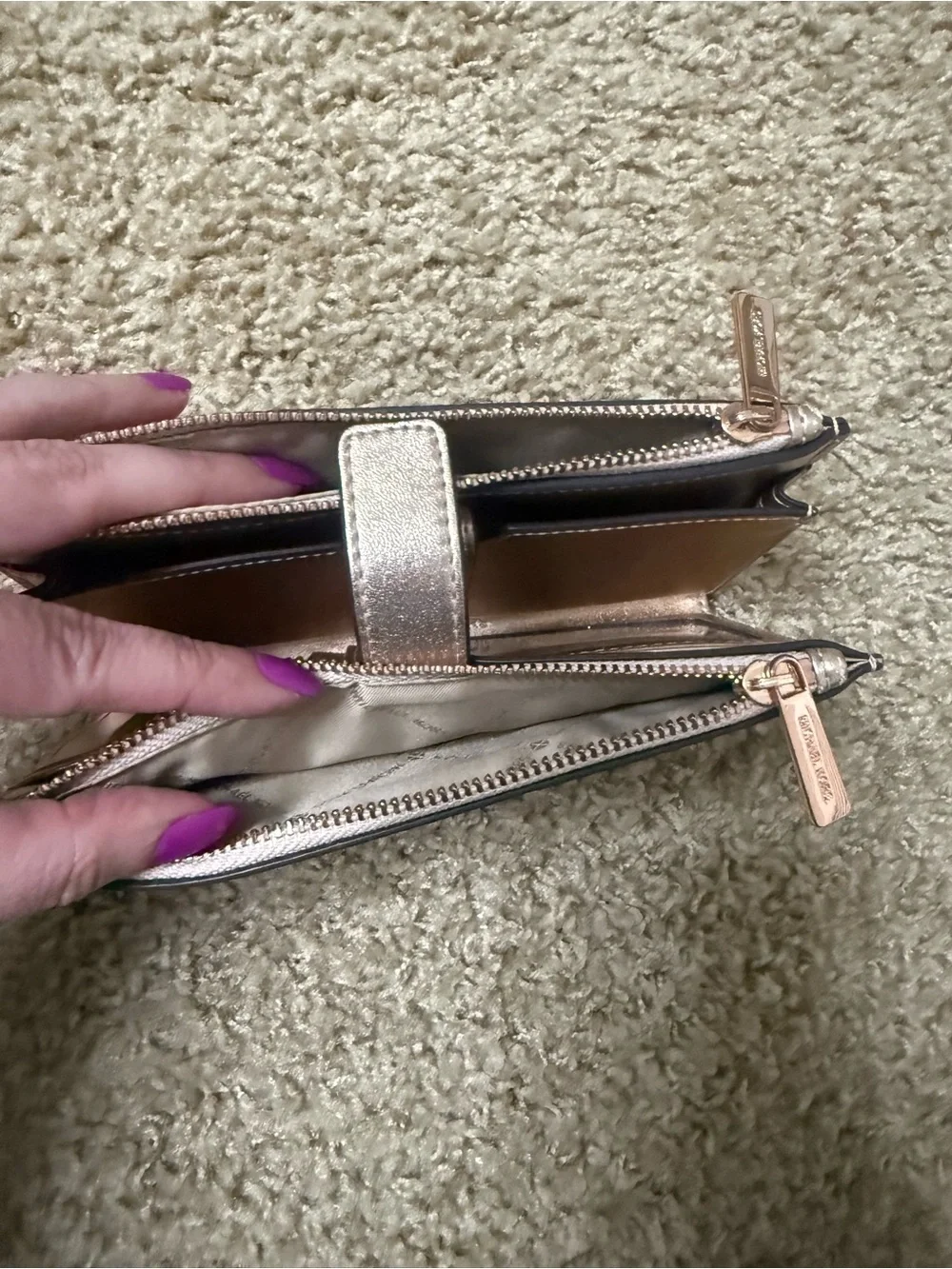 Michael Kors Metallic Rose Gold Zip-Around Wallet